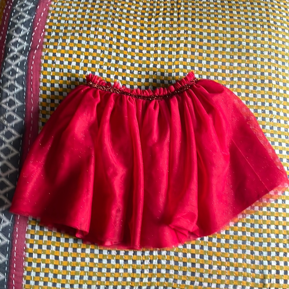 Red tutu skirt with liner and gold sparkles